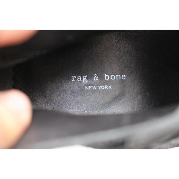 Rag & Bone Harrow Women's EU 40 Ankle Bootie Boot Block Heel Waxed Black Suede - Picture 9 of 10